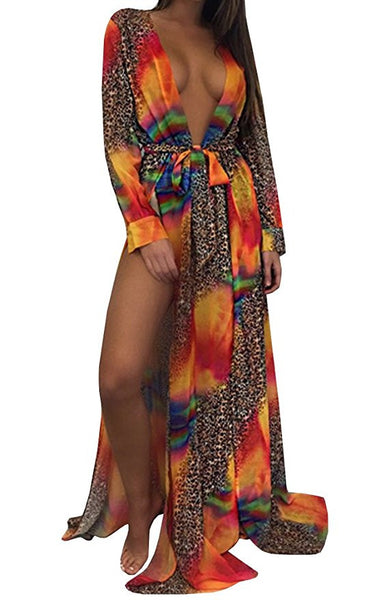 Multicolored animal print cover up