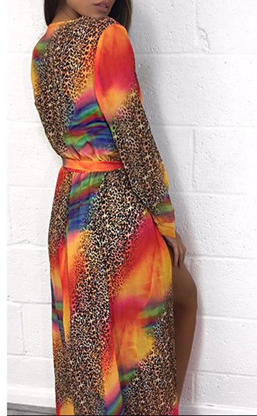 Multicolored animal print cover up